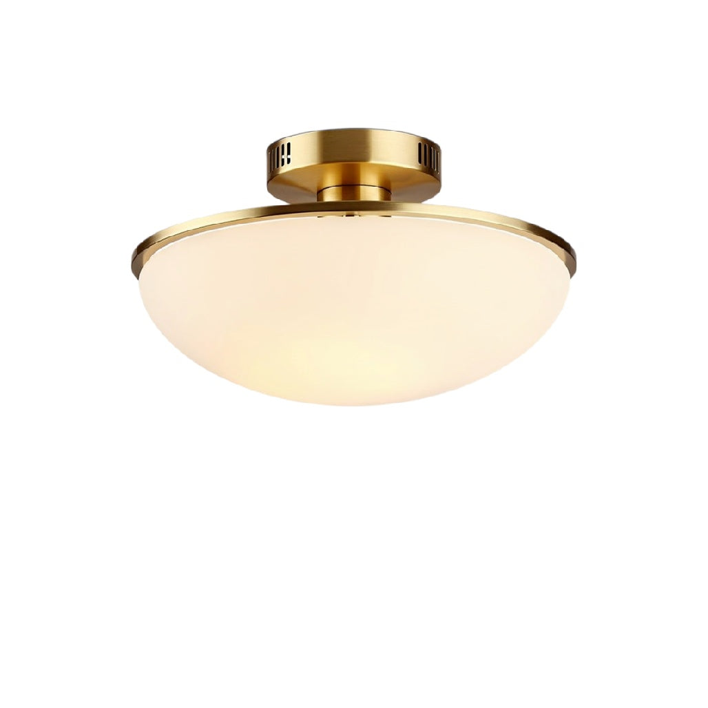 **Título técnico em português: Luminária de teto moderna com acabamento dourado e difusor de vidro**