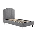 **Cama de Solteiro com Cabeceira Estofada e Estrutura de Madeira**